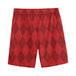 Red Argyle Pattern Print Men's Sports Shorts