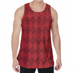 Red Argyle Pattern Print Men's Velvet Tank Top