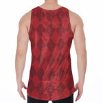 Red Argyle Pattern Print Men's Velvet Tank Top