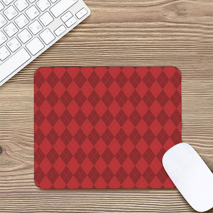 Red Argyle Pattern Print Mouse Pad