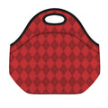 Red Argyle Pattern Print Neoprene Lunch Bag