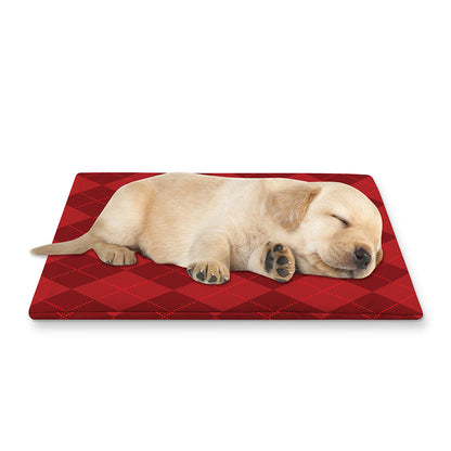 Red Argyle Pattern Print Pet Cooling Mat Cover