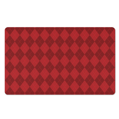 Red Argyle Pattern Print Polyester Doormat