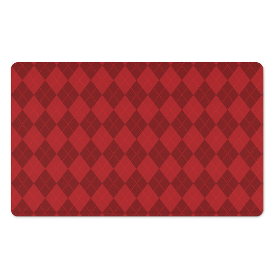 Red Argyle Pattern Print Polyester Doormat