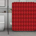 Red Argyle Pattern Print Polyester Shower Curtain