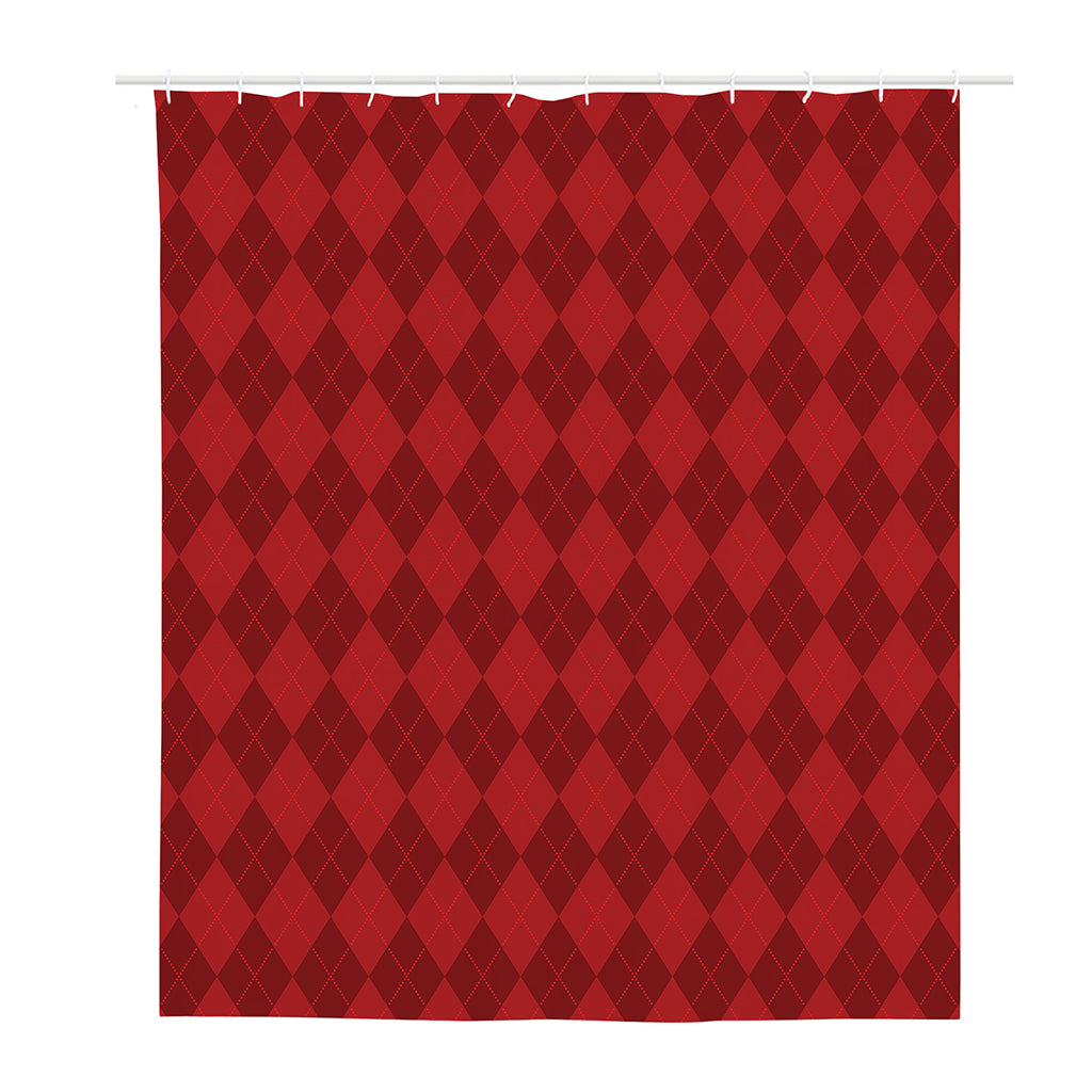 Red Argyle Pattern Print Polyester Shower Curtain