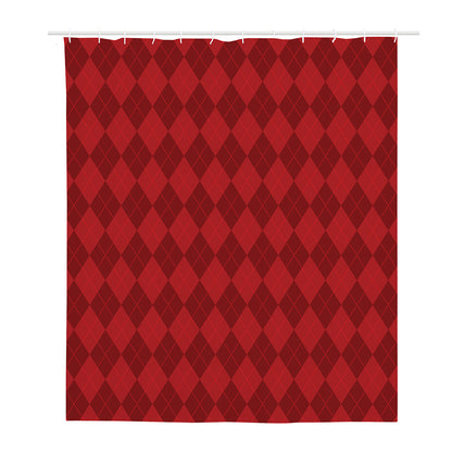Red Argyle Pattern Print Polyester Shower Curtain