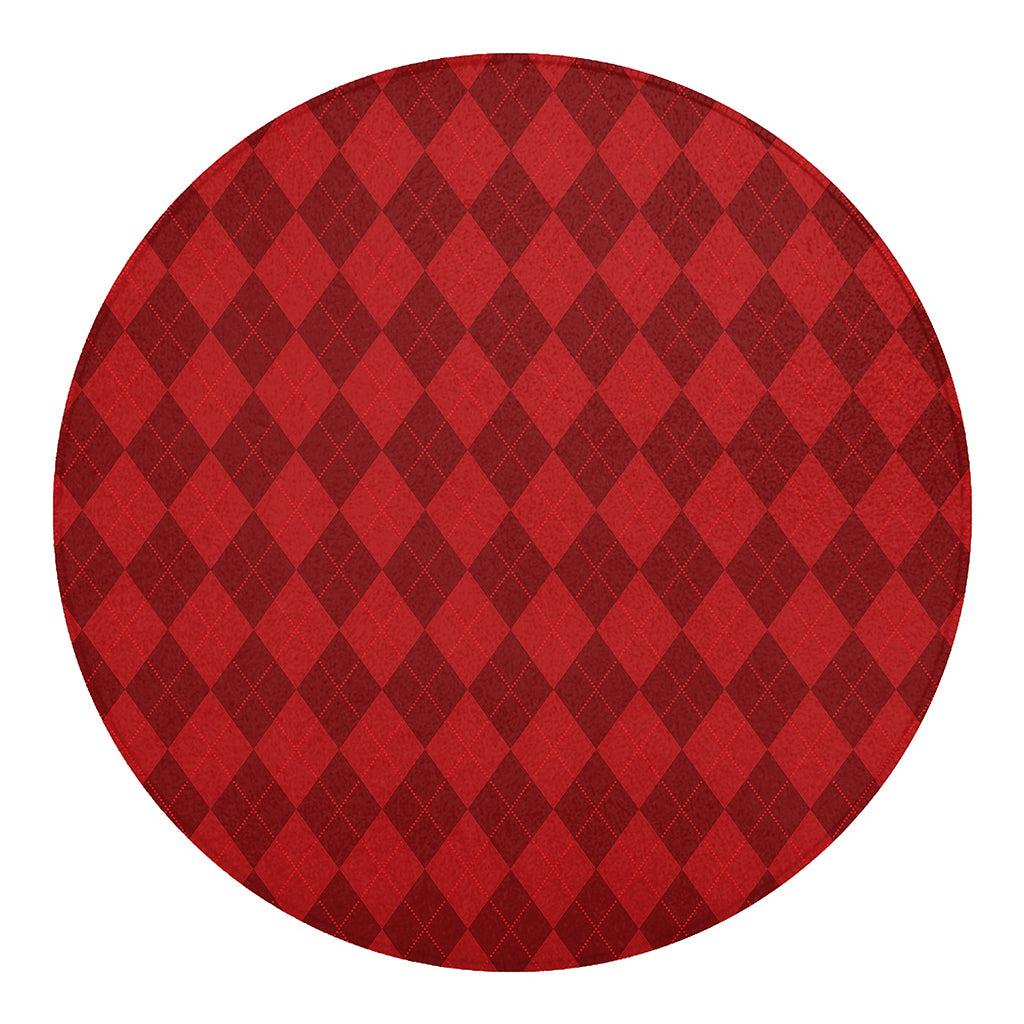 Red Argyle Pattern Print Round Blanket