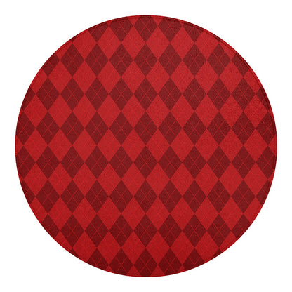 Red Argyle Pattern Print Round Blanket