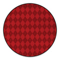 Red Argyle Pattern Print Round Floor Mat