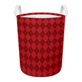 Red Argyle Pattern Print Round Laundry Basket