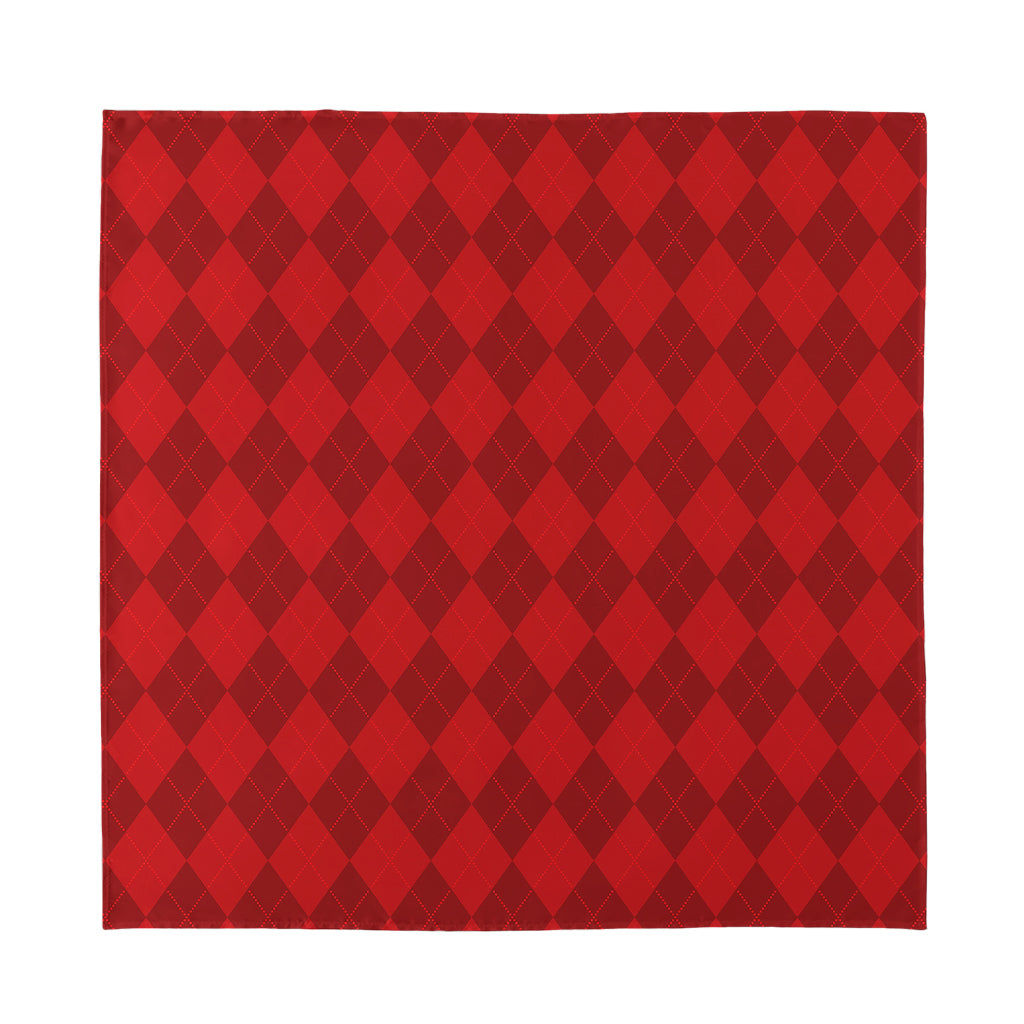 Red Argyle Pattern Print Silk Bandana