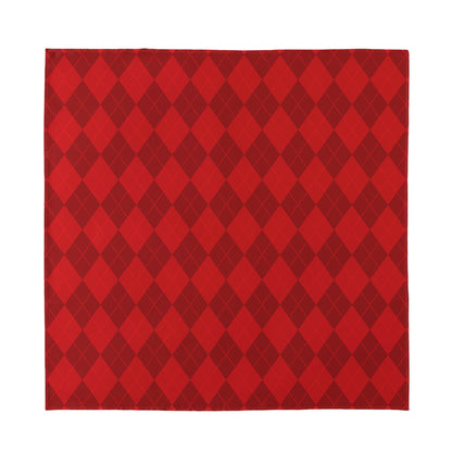 Red Argyle Pattern Print Silk Bandana