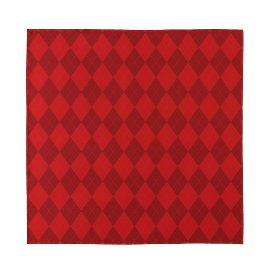 Red Argyle Pattern Print Silk Bandana