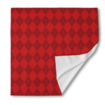 Red Argyle Pattern Print Silk Bandana