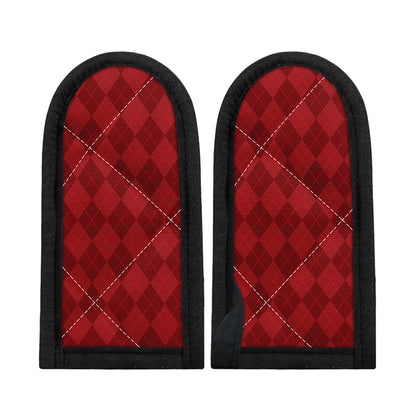 Red Argyle Pattern Print Skillet Handle Cover