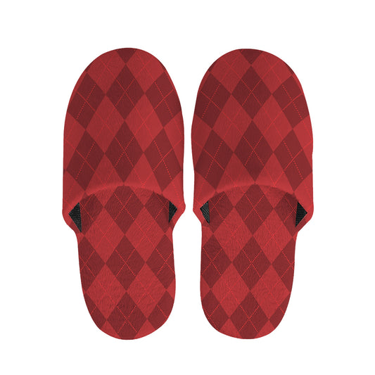 Red Argyle Pattern Print Slippers