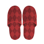 Red Argyle Pattern Print Slippers