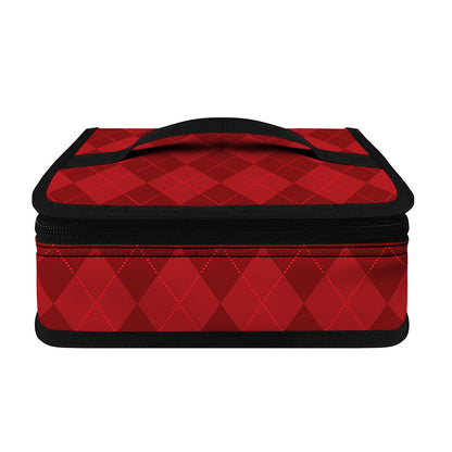 Red Argyle Pattern Print Small Lunch Bag