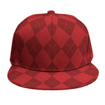 Red Argyle Pattern Print Snapback Cap