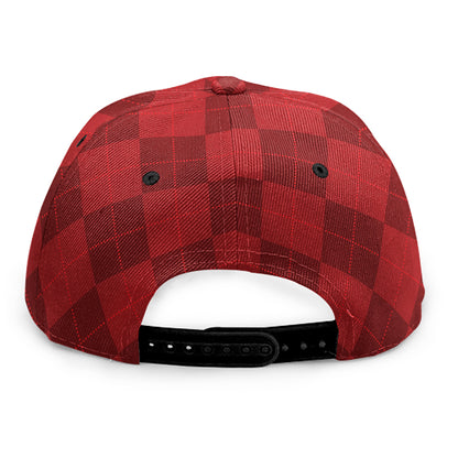 Red Argyle Pattern Print Snapback Cap