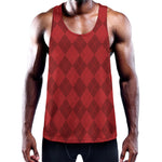 Red Argyle Pattern Print Training Tank Top