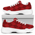 Red Argyle Pattern Print White Chunky Shoes
