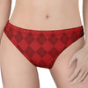 Red Argyle Pattern Print Women's Thong