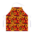 Red Autumn Sunflower Pattern Print Adjustable Apron
