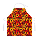 Red Autumn Sunflower Pattern Print Adjustable Apron