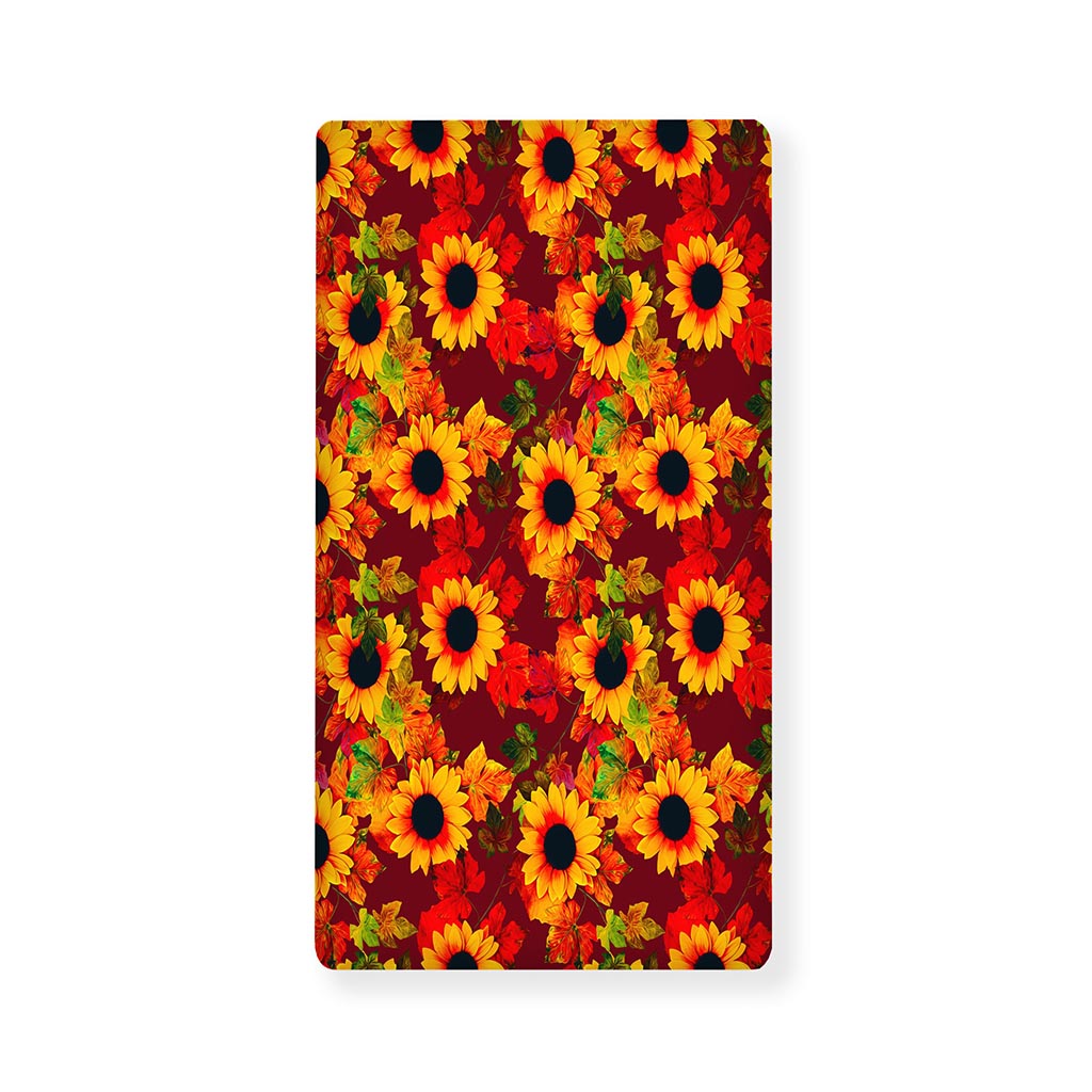 Red Autumn Sunflower Pattern Print Baby Crib Sheet