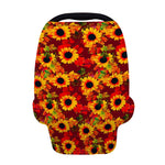 Red Autumn Sunflower Pattern Print Baby Seat Cover