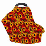 Red Autumn Sunflower Pattern Print Baby Seat Cover