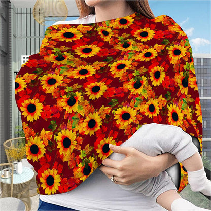 Red Autumn Sunflower Pattern Print Baby Seat Cover