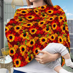 Red Autumn Sunflower Pattern Print Baby Seat Cover