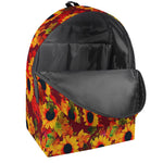 Red Autumn Sunflower Pattern Print Backpack