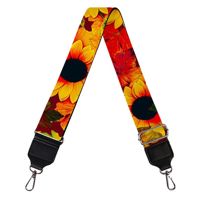 Red Autumn Sunflower Pattern Print Bag Strap