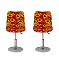 Red Autumn Sunflower Pattern Print Bar Stool Covers