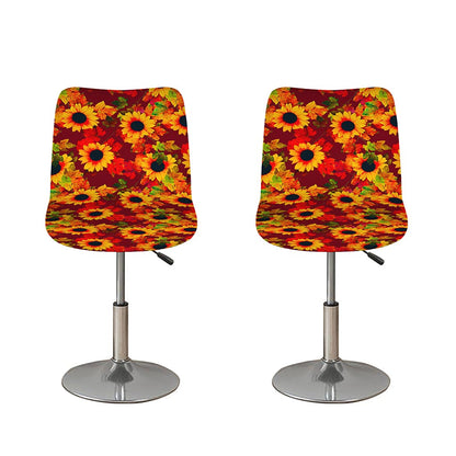 Red Autumn Sunflower Pattern Print Bar Stool Covers