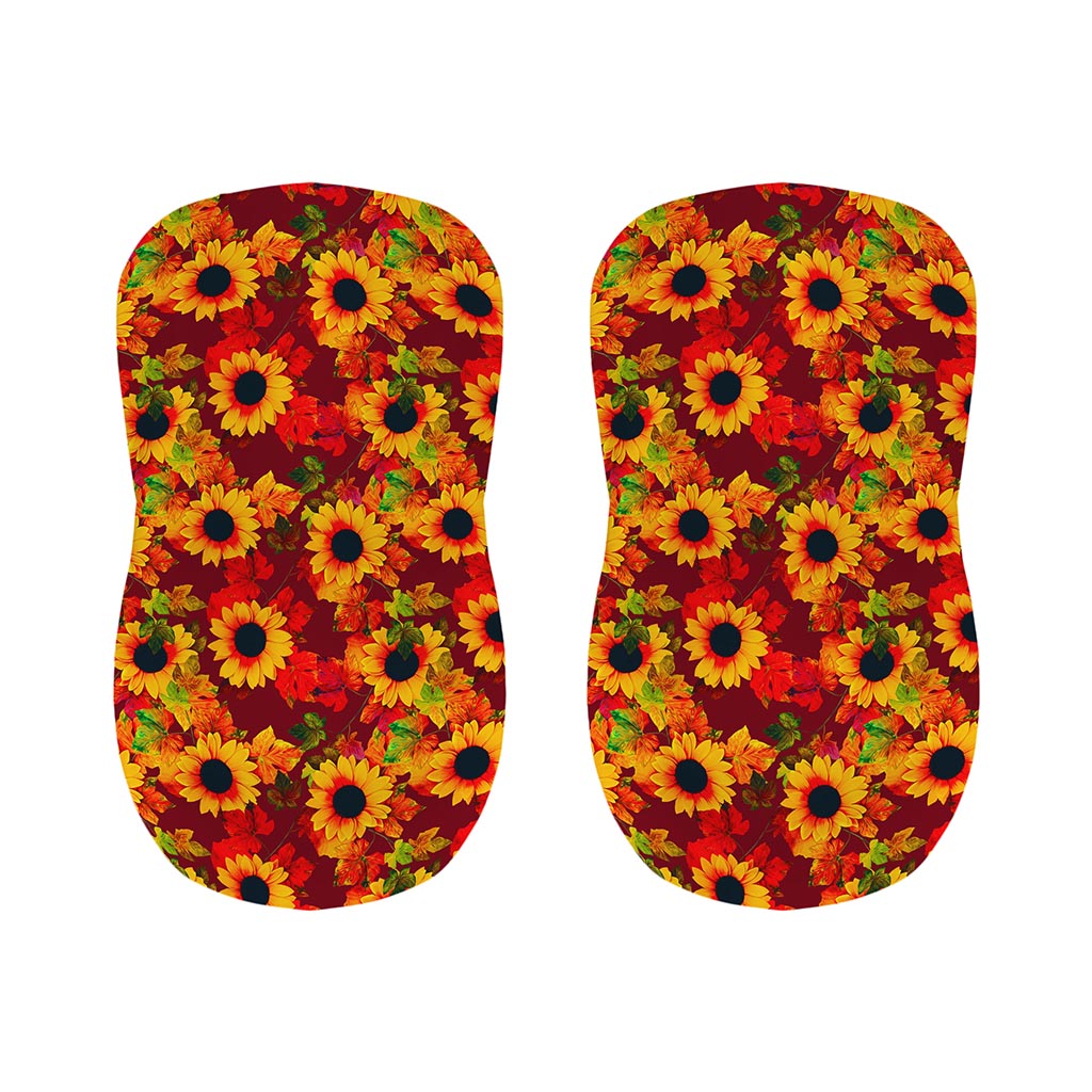 Red Autumn Sunflower Pattern Print Bar Stool Covers