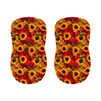 Red Autumn Sunflower Pattern Print Bar Stool Covers