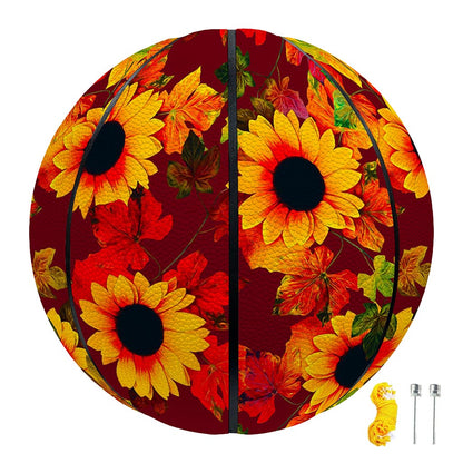 Red Autumn Sunflower Pattern Print Basketball
