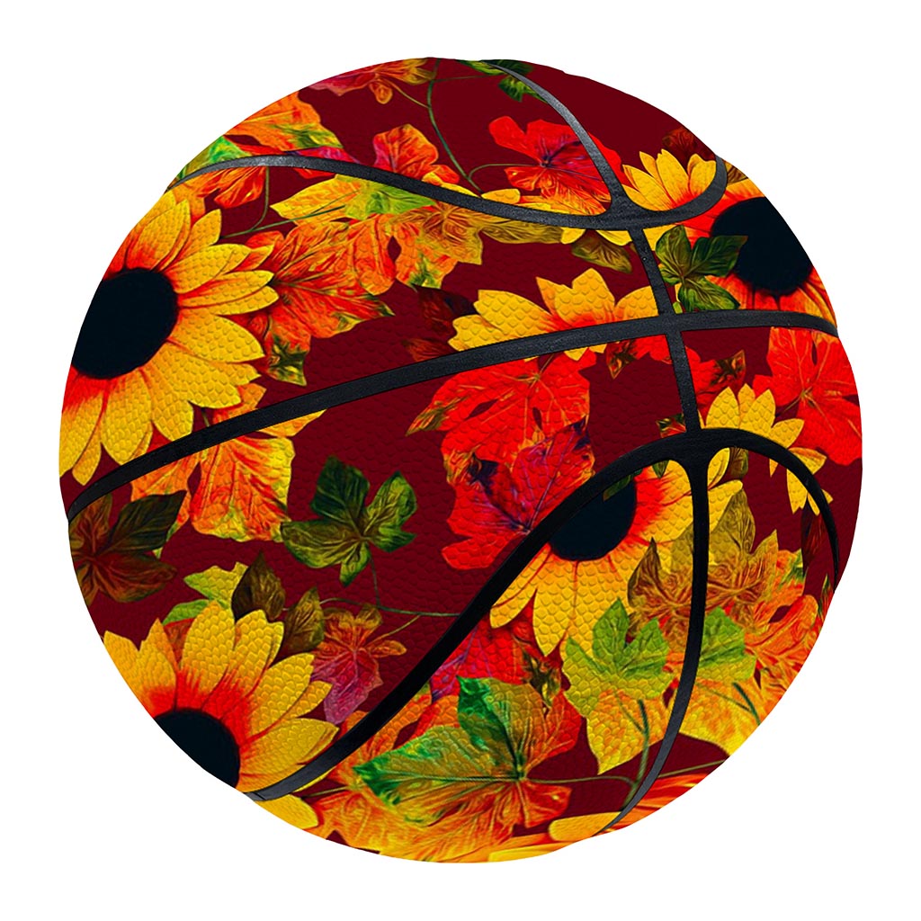 Red Autumn Sunflower Pattern Print Basketball
