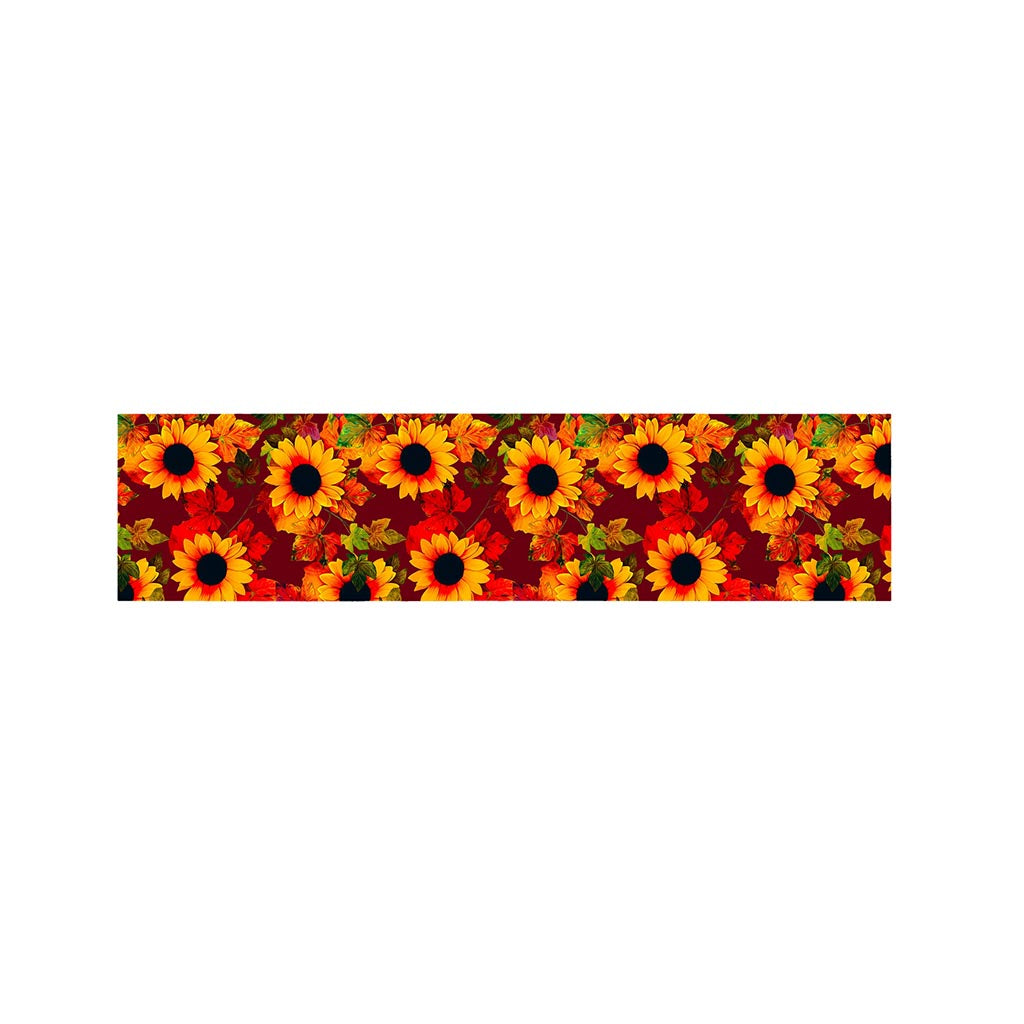Red Autumn Sunflower Pattern Print Bed Runner