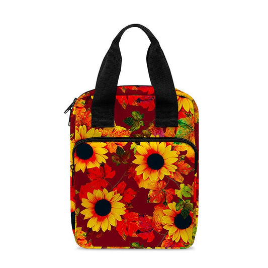Red Autumn Sunflower Pattern Print Bible Tote Bag