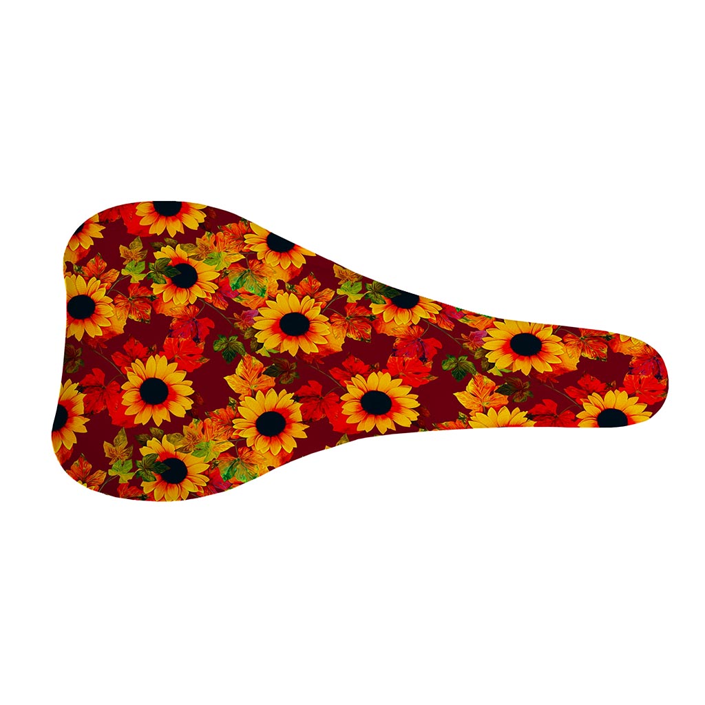Red Autumn Sunflower Pattern Print Bicycle Seat Cover