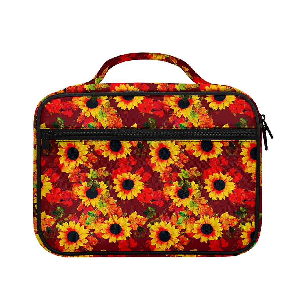 Red Autumn Sunflower Pattern Print Briefcase Bible Bag