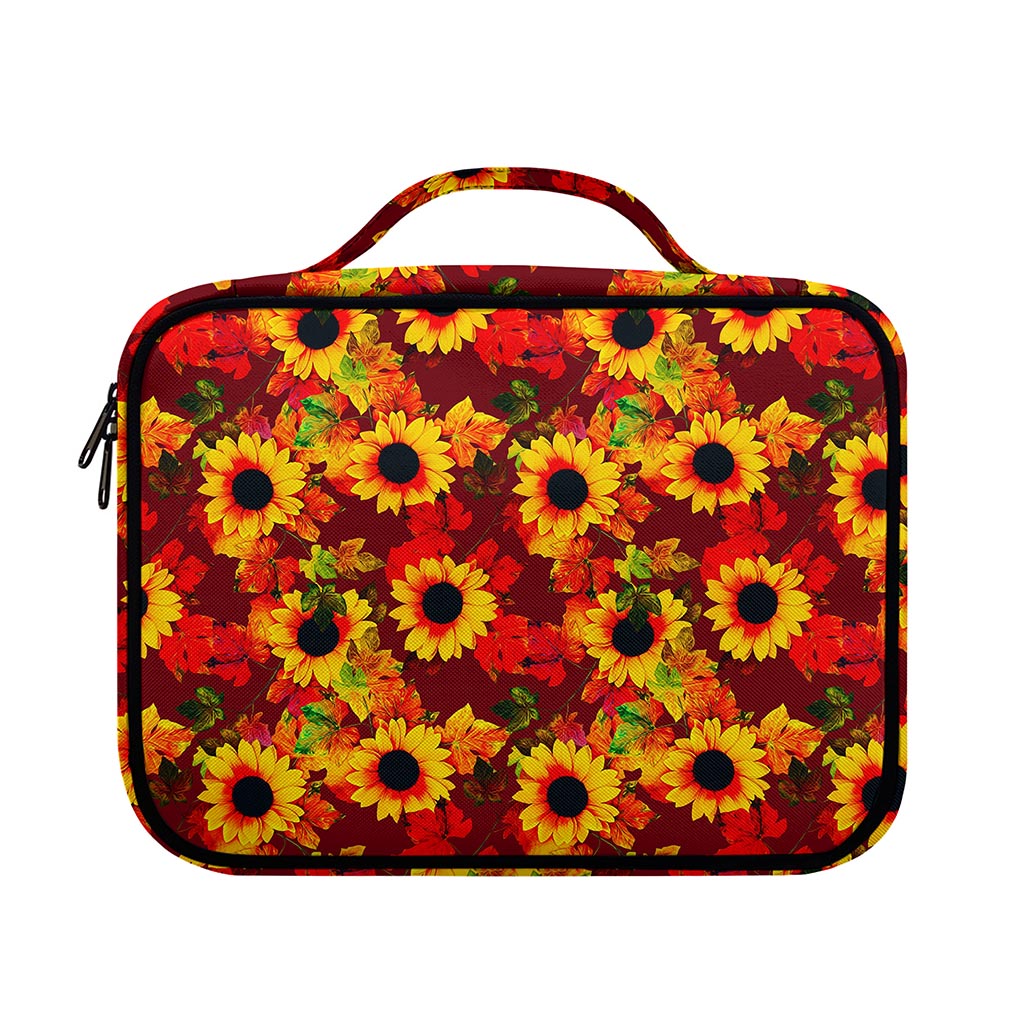 Red Autumn Sunflower Pattern Print Briefcase Bible Bag
