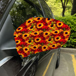 Red Autumn Sunflower Pattern Print Car Side Mirror Covers