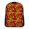 Red Autumn Sunflower Pattern Print Casual Backpack